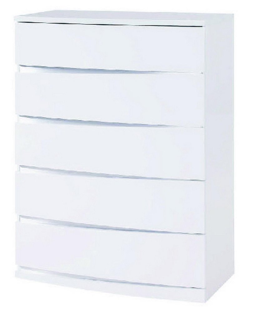 35" White Wood Five Drawer Dresser