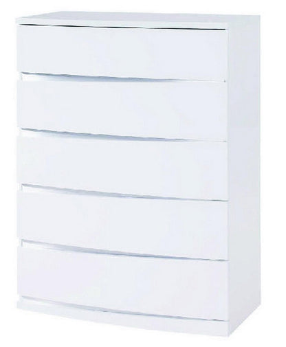 35" White Wood Five Drawer Dresser