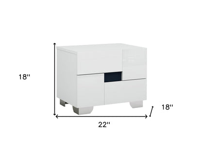 18" Superb White High Gloss Nightstand