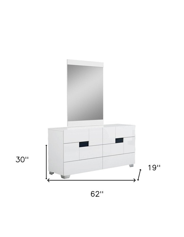 62" White Solid Wood Double Dresser