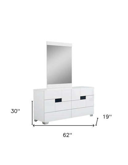 62" White Solid Wood Double Dresser