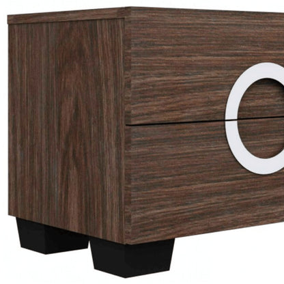 18" Brown Two Drawers Manufactured Wood Mirrored Nightstand