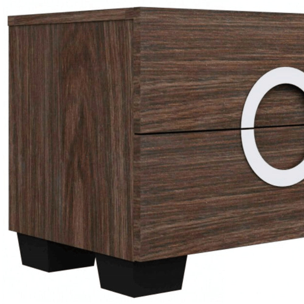 18" Brown Two Drawers Manufactured Wood Mirrored Nightstand