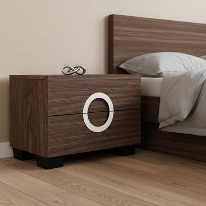 18" Brown Two Drawers Manufactured Wood Mirrored Nightstand
