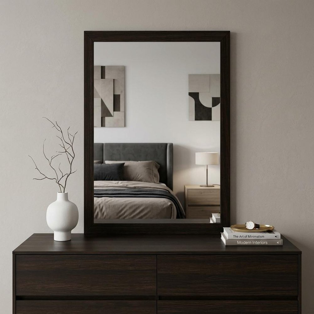 43" Dark Brown Framed Dresser Mirror