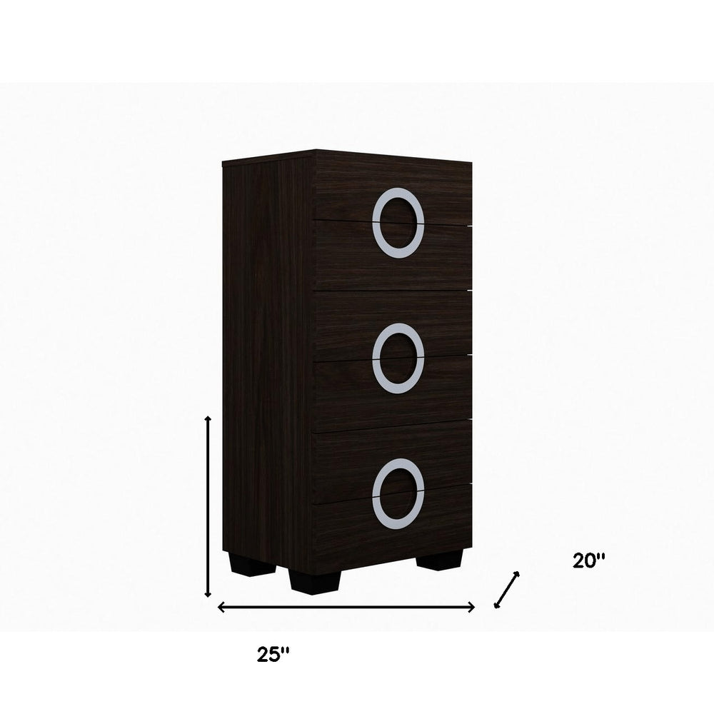 25" Brown Wood Six Drawer Dresser
