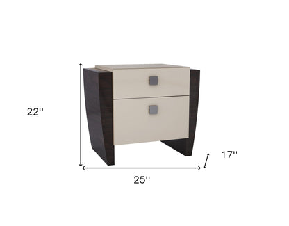 22" Refined Beige High Gloss Nightstand