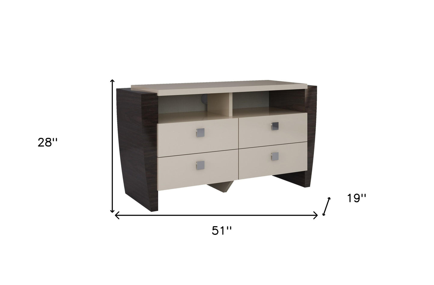 28" Refined Beige High Gloss Tv Entertainment Unit