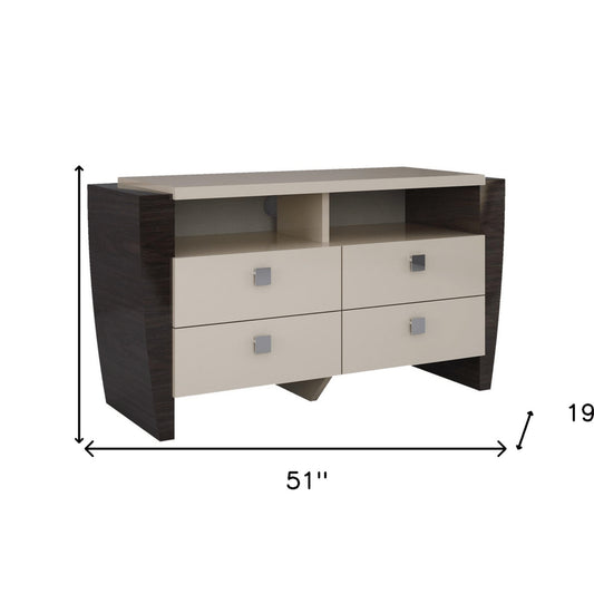 51" Beige Enclosed and Open Storage