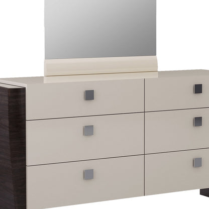 39" Beige Solid Wood Five Drawer Dresser