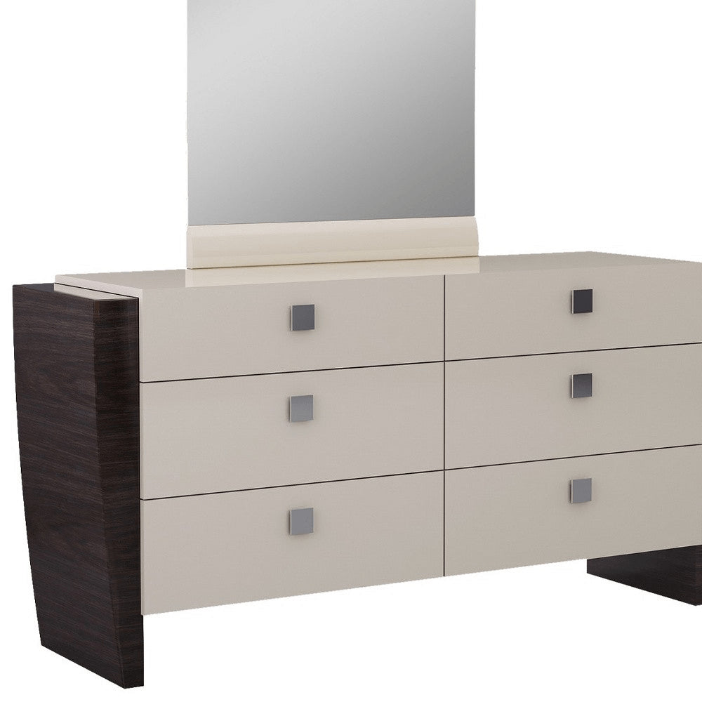 39" Beige Solid Wood Five Drawer Dresser