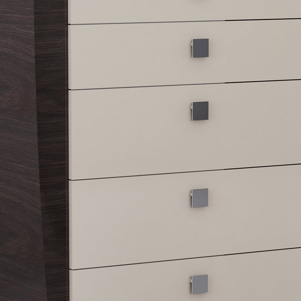 39" Beige Solid Wood Five Drawer Dresser