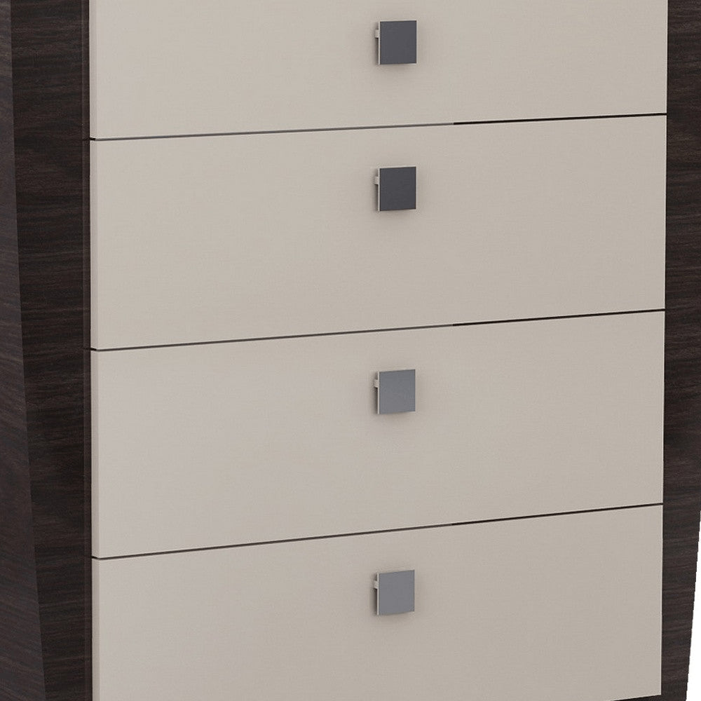 39" Beige Solid Wood Five Drawer Dresser