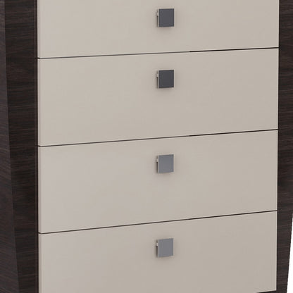 39" Beige Solid Wood Five Drawer Dresser