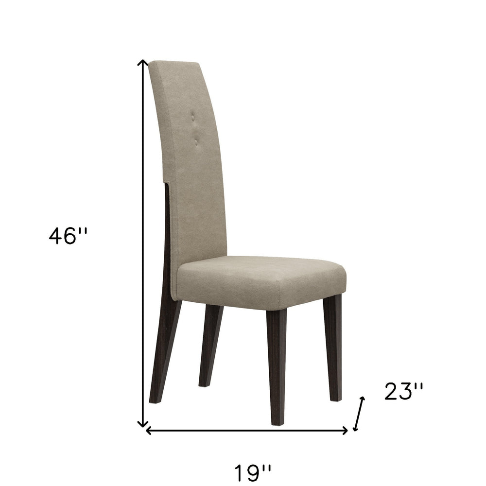 Set of Two Brown And Espresso Upholstered Microfiber Dining Side Chairs