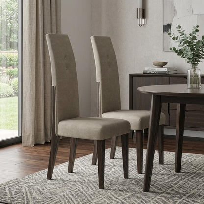 Set of Two Brown And Espresso Upholstered Microfiber Dining Side Chairs