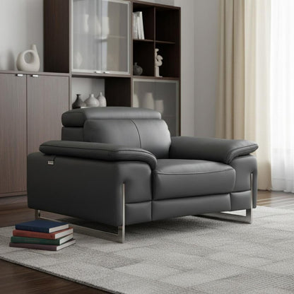 51" Dark Gray Faux Leather And Wood Club Chair