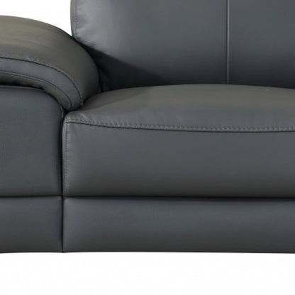 51" Dark Gray Faux Leather And Wood Club Chair