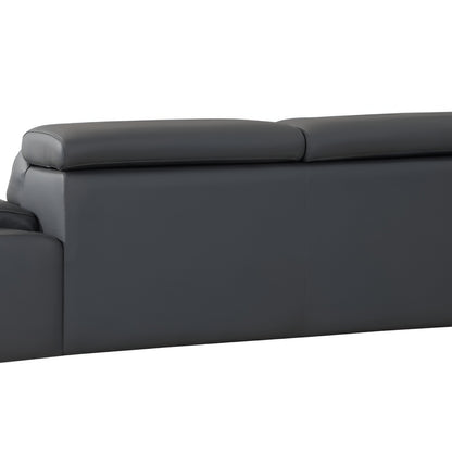 87" Dark Gray Italian Leather Sofa With Silver Legs