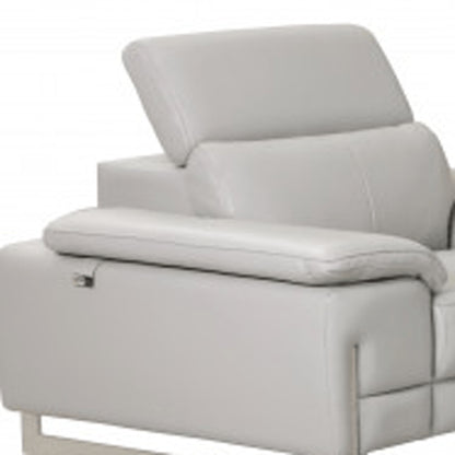 Three Piece Indoor Light Gray Italian Leather Six Person Seating Set