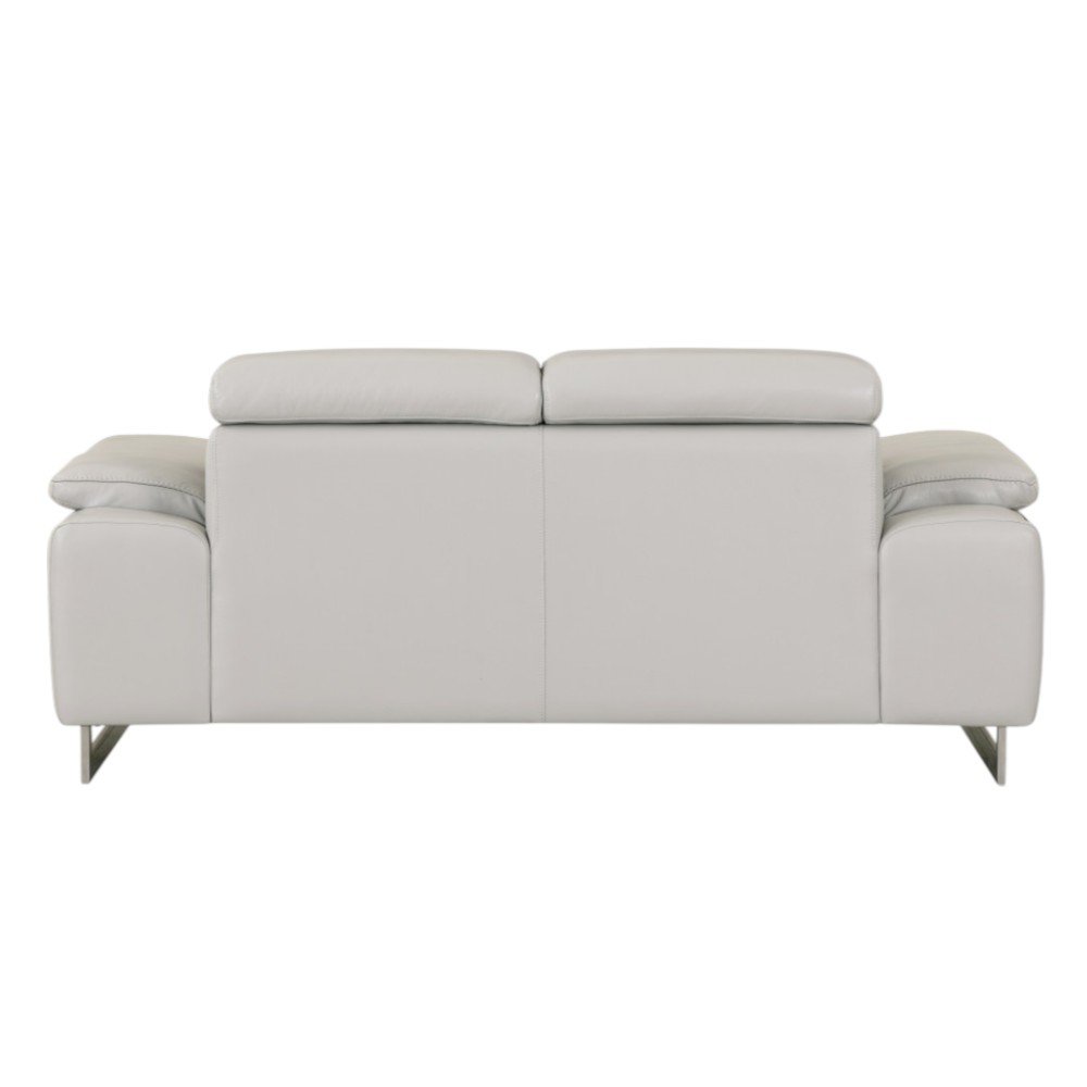71" Light Gray And Silver Genuine Leather Loveseat