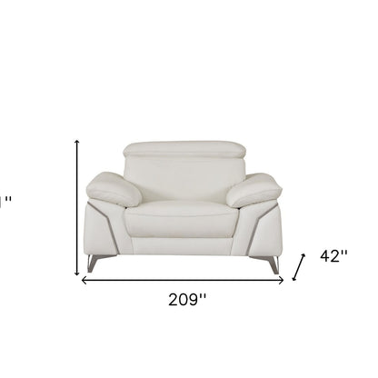 Three Piece Indoor White Italian Leather Six Person Seating Set