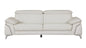 87" White Italian Leather Sofa With Silver Legs