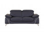 71" Navy Blue And Silver Genuine Leather Loveseat