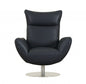 43" Navy Contemporary Leather Lounge Chair