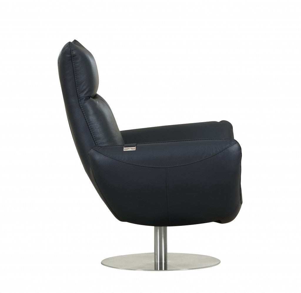 43" Navy Contemporary Leather Lounge Chair