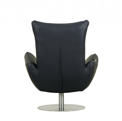 43" Navy Contemporary Leather Lounge Chair