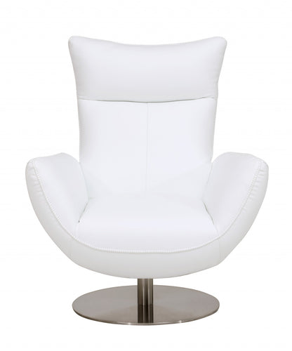 43" White Contemporary Leather Lounge Chair