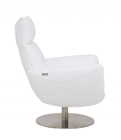 43" White Contemporary Leather Lounge Chair