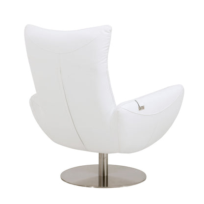 43" White Contemporary Leather Lounge Chair