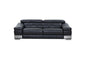 92" Black Italian Leather Sofa With Silver Legs