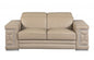 71" Beige And Silver Genuine Leather Love Seat