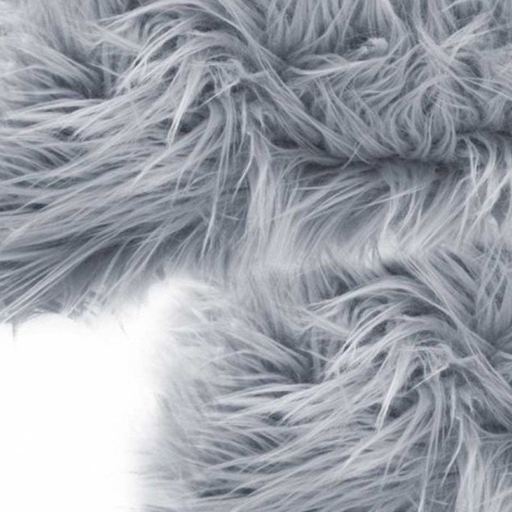 18" X 18" X 5" Grey Faux Fur  Pillow 2 Pack