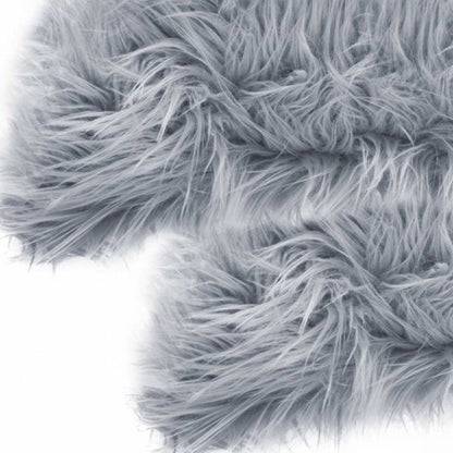 18" X 18" X 5" Grey Faux Fur  Pillow 2 Pack