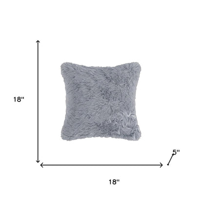 18" X 18" X 5" Grey Faux Fur  Pillow 2 Pack