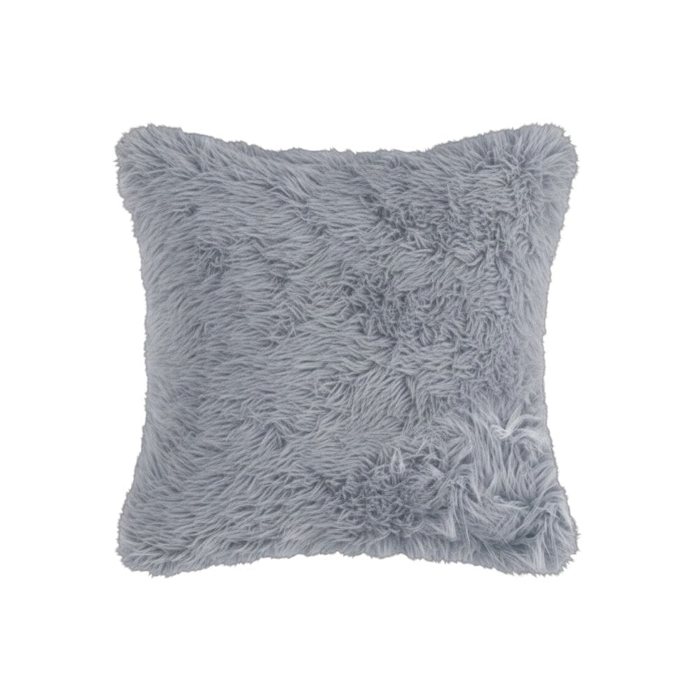18" X 18" X 5" Grey Faux Fur  Pillow 2 Pack