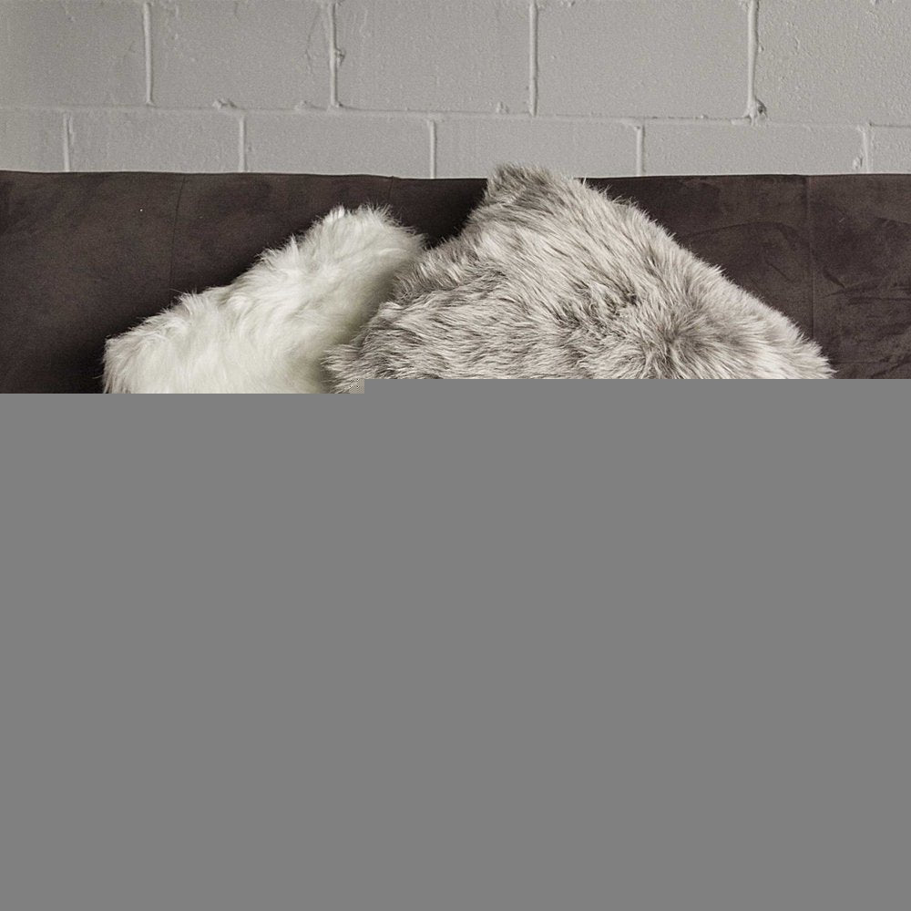 18" X 18" X 5" Off White Faux Fur  Pillow 2 Pack