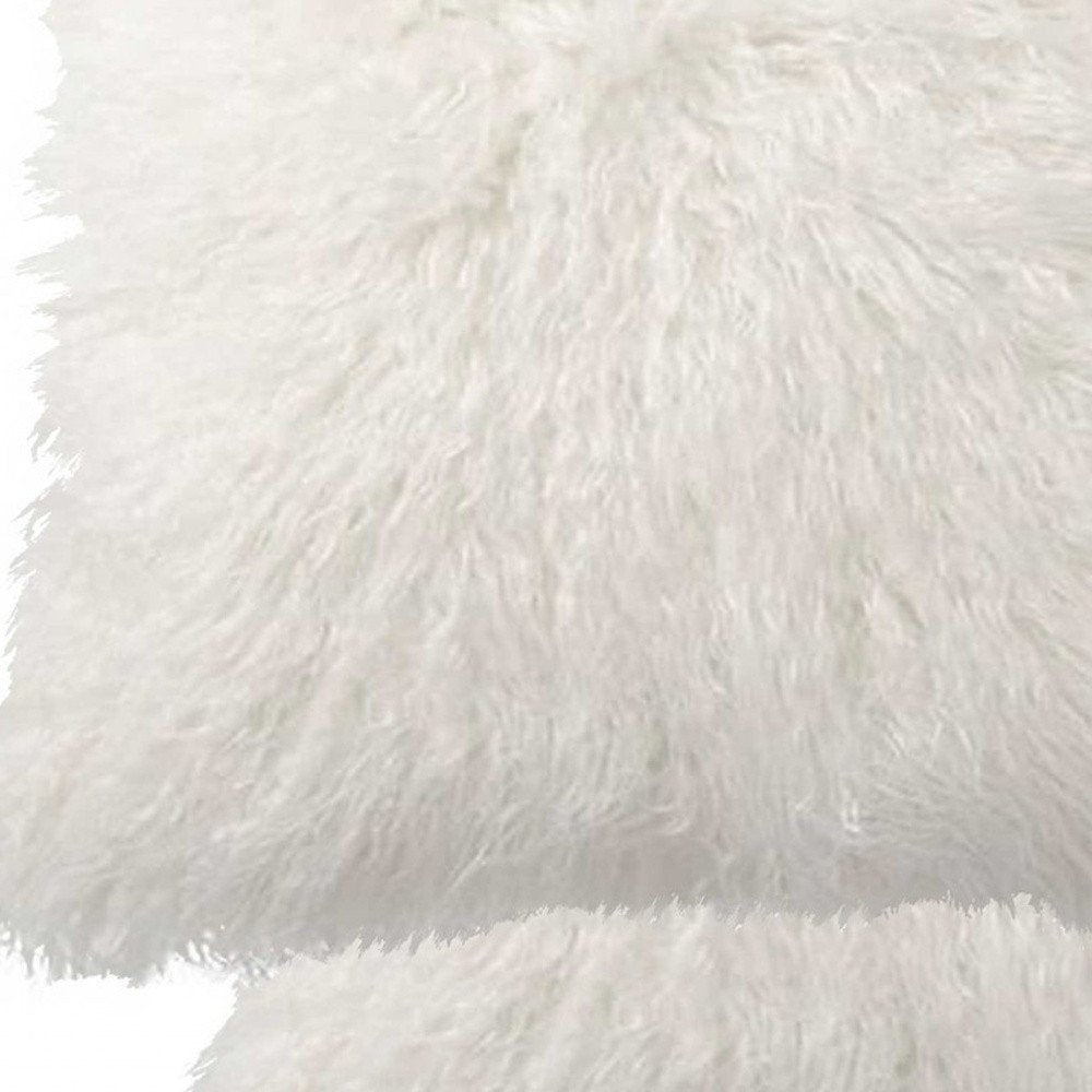 18" X 18" X 5" Off White Faux Fur  Pillow 2 Pack