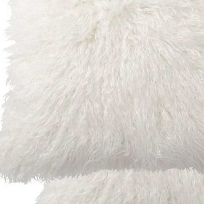 18" X 18" X 5" Off White Faux Fur  Pillow 2 Pack