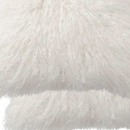 18" X 18" X 5" Off White Faux Fur  Pillow 2 Pack