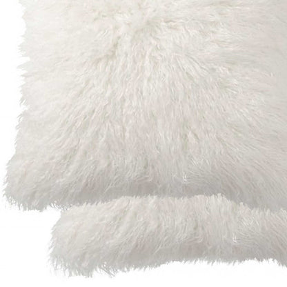 18" X 18" X 5" Off White Faux Fur  Pillow 2 Pack
