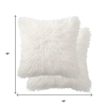 18" X 18" X 5" Off White Faux Fur  Pillow 2 Pack