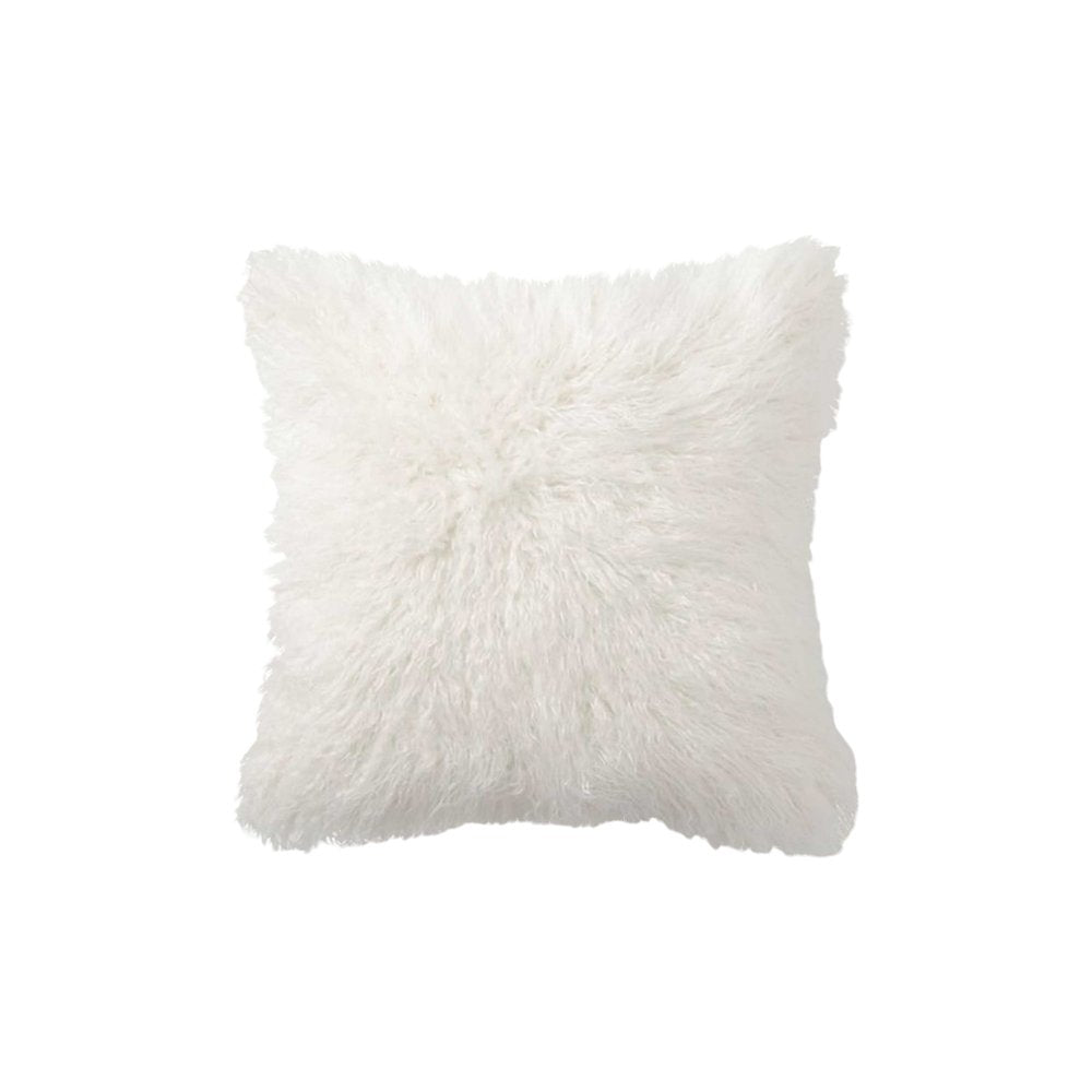 18" X 18" X 5" Off White Faux Fur  Pillow 2 Pack