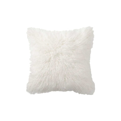 18" X 18" X 5" Off White Faux Fur  Pillow 2 Pack