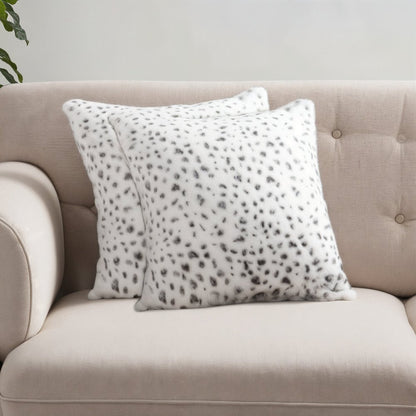 Set of Two 18" Brown and White Faux Fur Throw Pillow