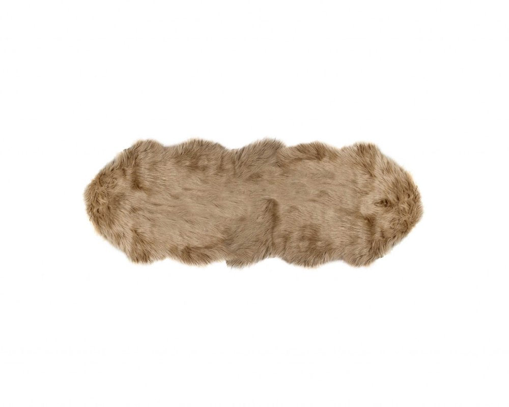 6' Tan Faux Sheepskin Washable Area Rug